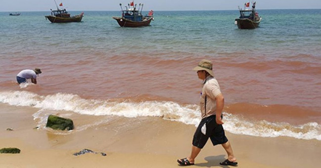 Appears a red streak of 1.5km close to Quang Binh coast