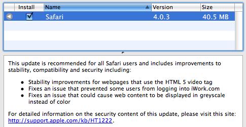 Apple announced the upgraded version of Safari 4.0.3 browser