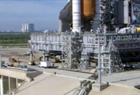 Atlantis spacecraft leaves the safety platform