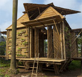 Bamboo house living with natural disasters in Vietnam