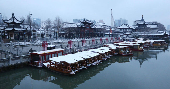 Beautiful white snow cover at scenic spots in China