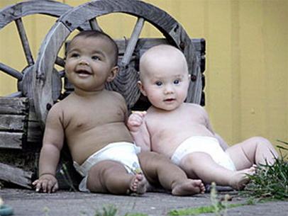 'Black and white' twins