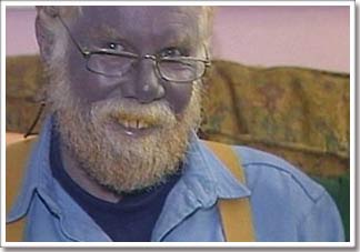 Blue leather man