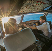 Breathtaking the beautiful scenery from the airplane cockpit