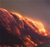 Breathtaking view of a coal mine burning for 3 weeks