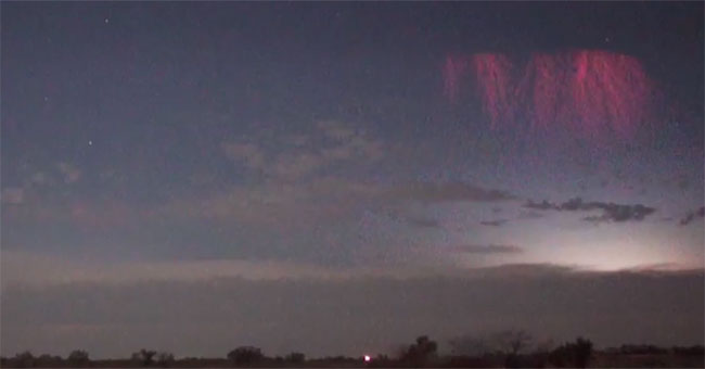 Bright red lightning resembles jellyfish in the sky of America