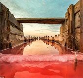 Brilliant wild salt lake in Crimea