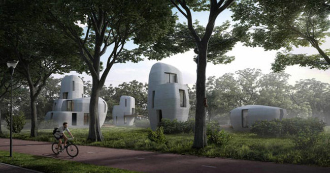 Build a cluster of houses with the world's first 3D printing technology in the Netherlands