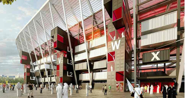 Build stadium football from ... container