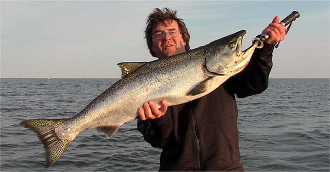 Can catch giant salmon, like monsters in America