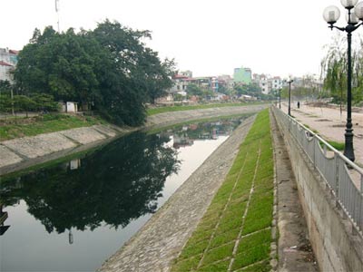 Clean water of To Lich river with chemicals