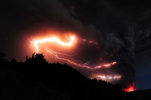Close up of Chilean volcanoes erupting