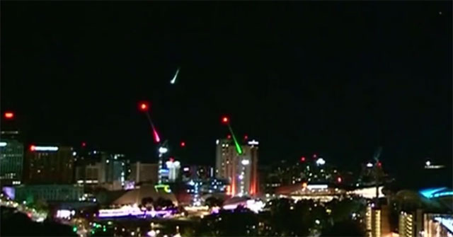 Close up of meteorite burning like a fireball falling in Australia