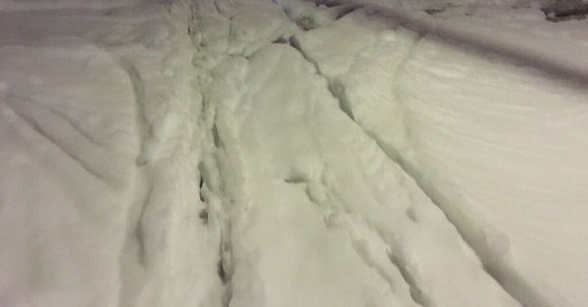 Close up of mysterious white foam covering the road to Japan after the earthquake