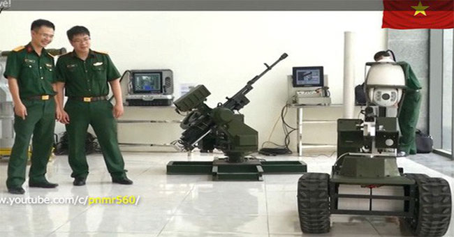 Close up of self-propelled fighting robots