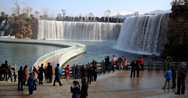 Close-up of artificial waterfalls