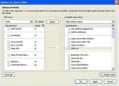 Collapse the menu of the Firefox browser