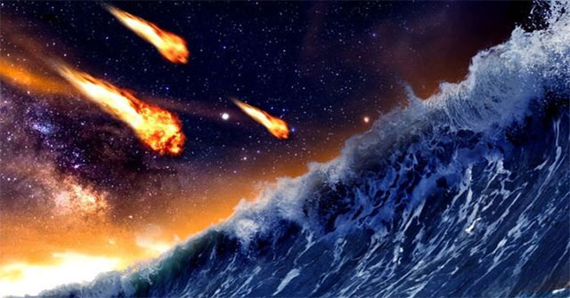 Colliding with an asteroid, a tsunami of more than 300 meters in height has engulfed Mars