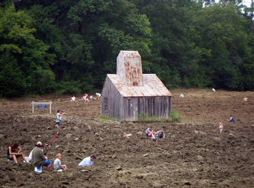 Comfortable travelers dig diamonds for free at an American park