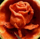 Create interesting shapes on watermelon with a spoon