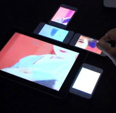 Creates a single screen from multiple touch devices