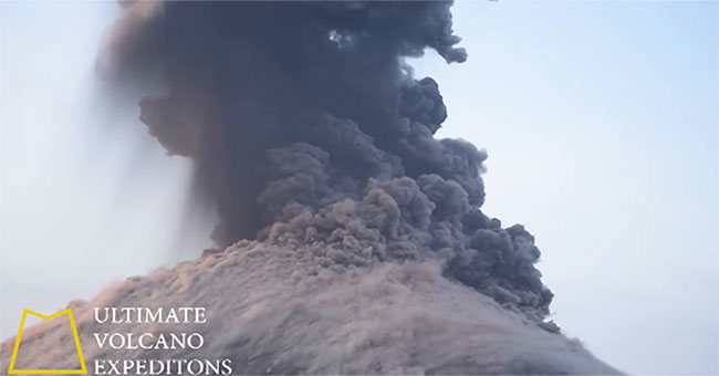 Cruise ships nearly hit the lava 'bomb' from the volcano