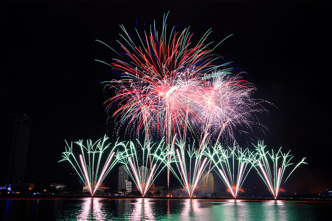 Da Nang glows brightly in the fireworks night