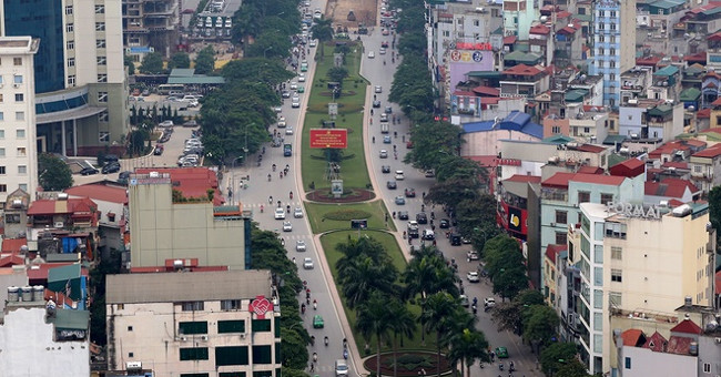Destroy green trees and grass on beautiful roads in the capital