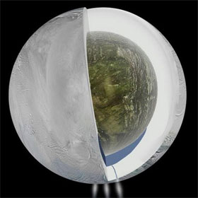 Detecting sea water on Moon Enceladus of Saturn