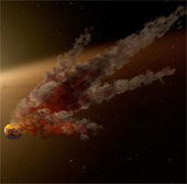Detecting two asteroids crashing into each other