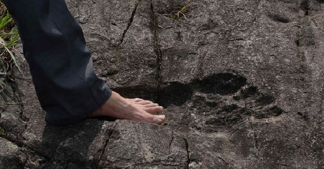Discover fossil giant footprints in Western China