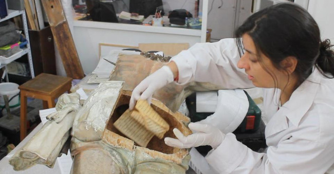 Discover the 18th century 'time box' in the statue of Jesus