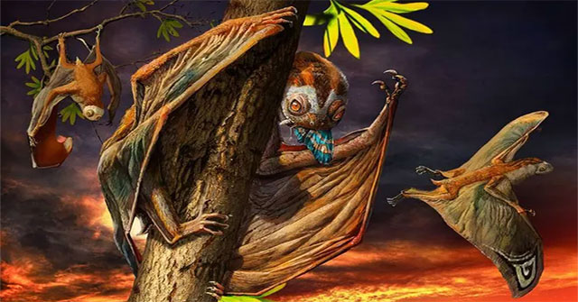 Discover the peculiar flying lizard hanging upside down on a tree like a bat in China