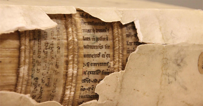 Discovered a medieval manuscript warehouse used to cover books