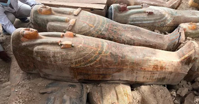 Discovered dozens of antique painted coffins