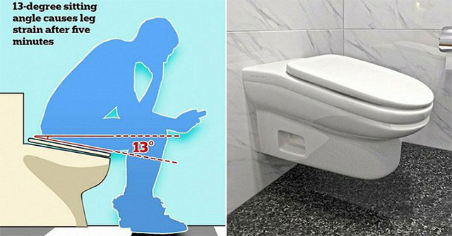 Does the toilet have a seat with a 13-degree angle to help improve labor productivity?