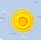 Earthquake 8 degrees Richter causing tsunami in Pacific Ocean