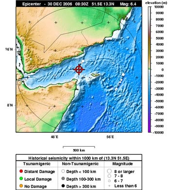 Earthquake and tsunami warning on the Indian Ocean