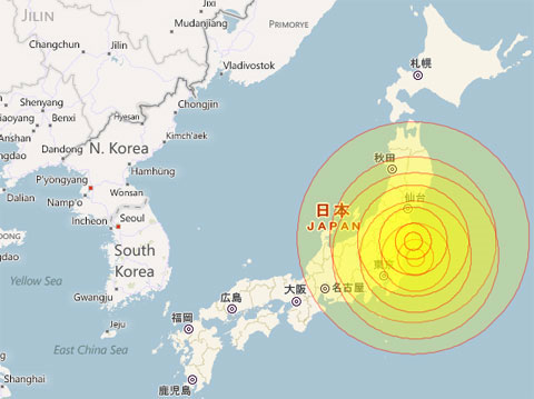 Earthquake near the damaged nuclear plant in Japan