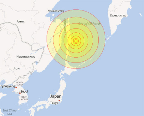 Earthquake shakes the Pacific Ocean