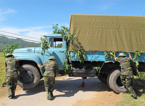 Equipment in place for military vehicles