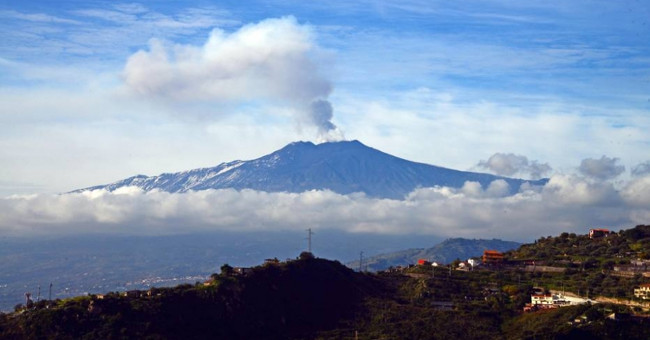 Etna volcano on Sicily island of Italy works again