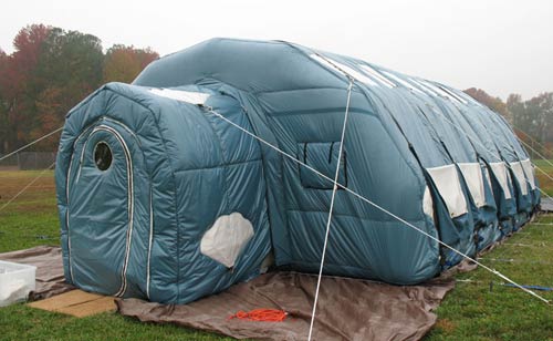 Experiment with special folding tents for use on the moon