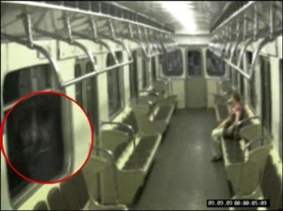 Female ghost wandering on Moscow subway