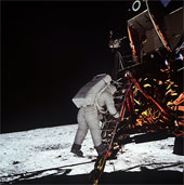 Find out the solution to the Moon landing image