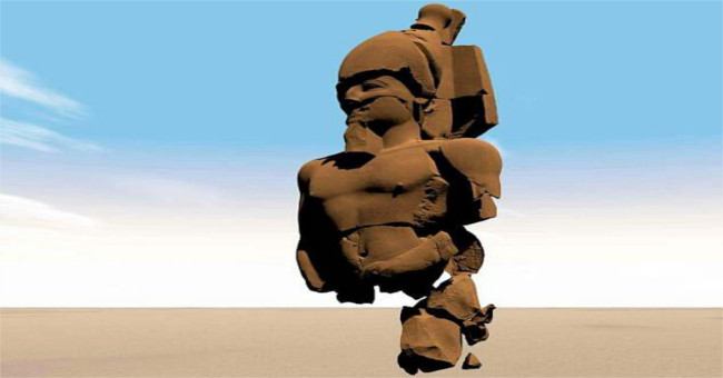 Find the giant statue of Egyptian pharaoh Psamtik I