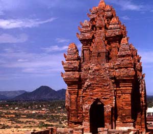 Find the mysterious adhesive material at Cham Pa tower