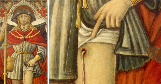 'Fire snake' crawls from the medieval saint's leg