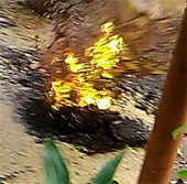 Fire sprayed from 'death hole' after the explosion