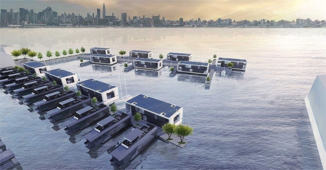Floating houses on the sea can resist strong storms of level 4